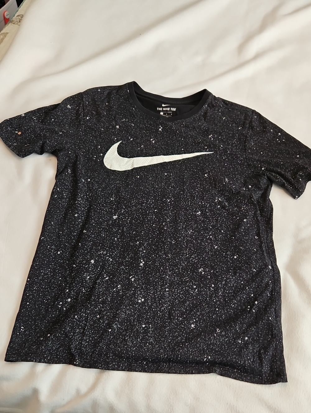 Nike Black Speckled Tee with White Swoosh